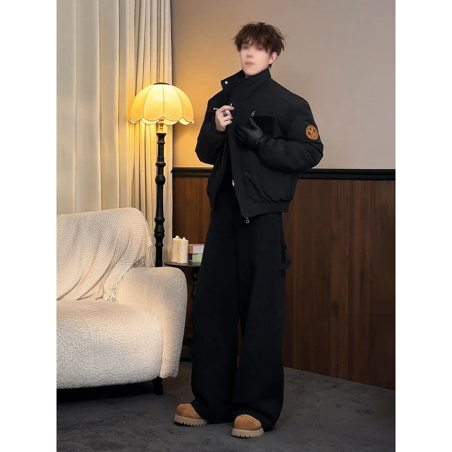 美式复古硬核骑兵棉服男模高级感穿搭套装冬季廓形弯刀阔腿牛仔裤,淘宝优惠券,粉丝福利购,淘宝优惠卷