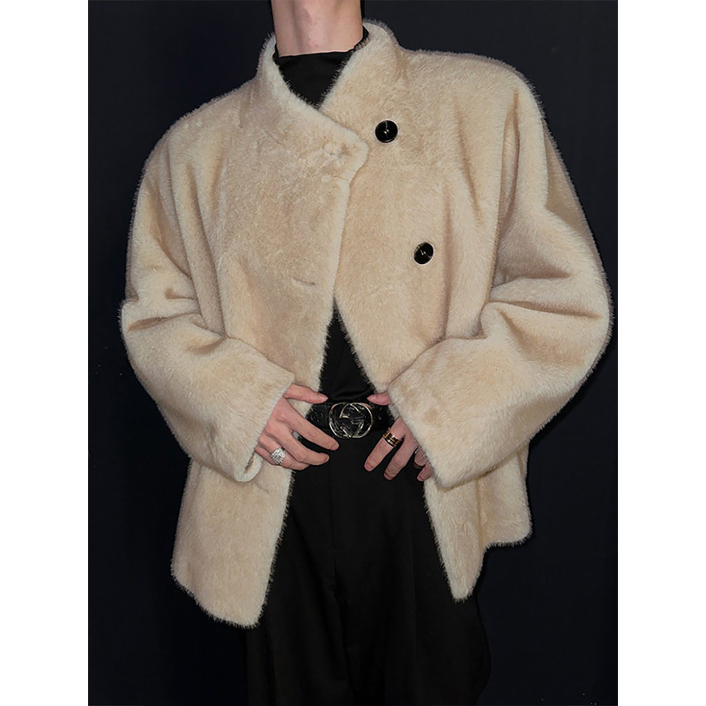 韩系仿兔毛派克皮草服男款冬季皮毛一体棉服外套加厚保暖立领夹克,淘宝优惠券,粉丝福利购,淘宝优惠卷