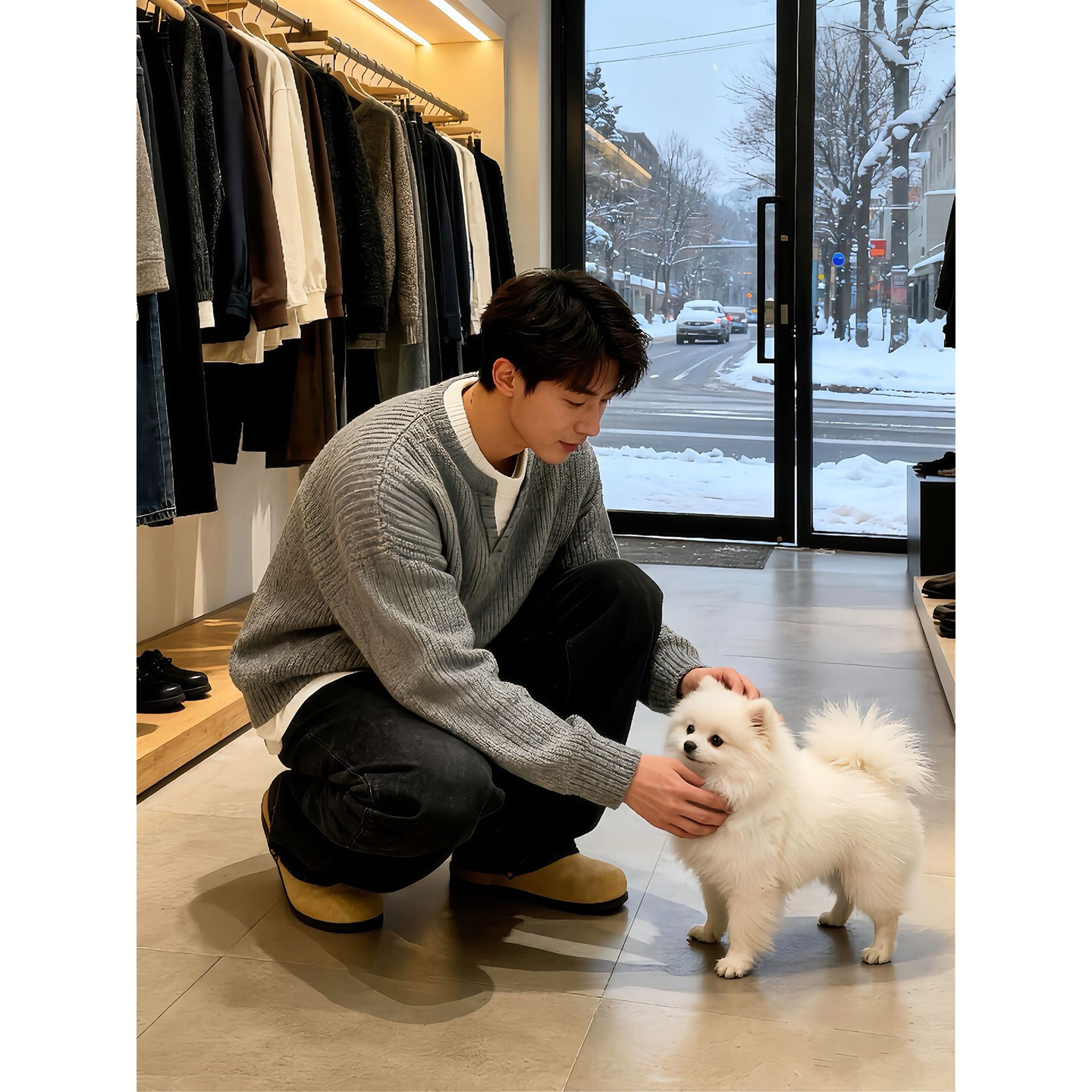 韩系高级假两件v领针织毛衣男生酷帅穿搭套装秋冬斜切弯刀牛仔裤,淘宝优惠券,粉丝福利购,淘宝优惠卷