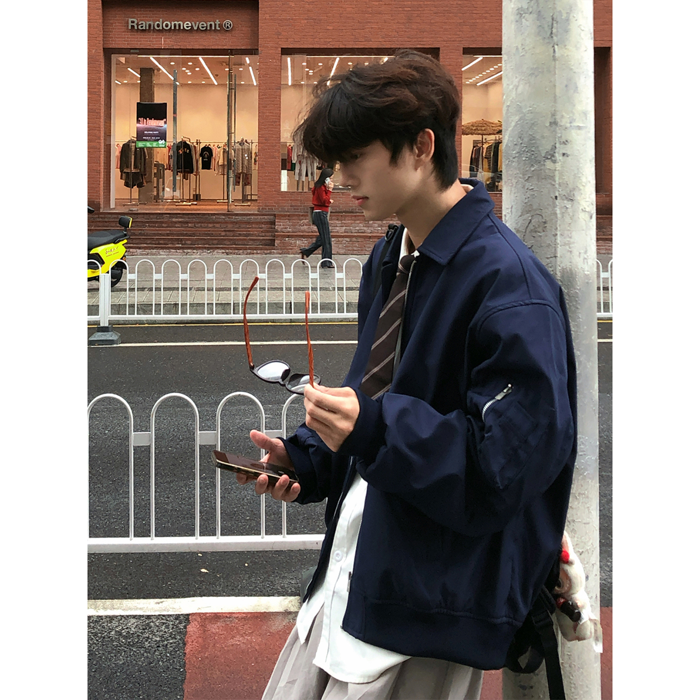 藏青色ma1飞行员夹克男款秋季美式翻领短款外套高级感痞帅棒球服 - 图3