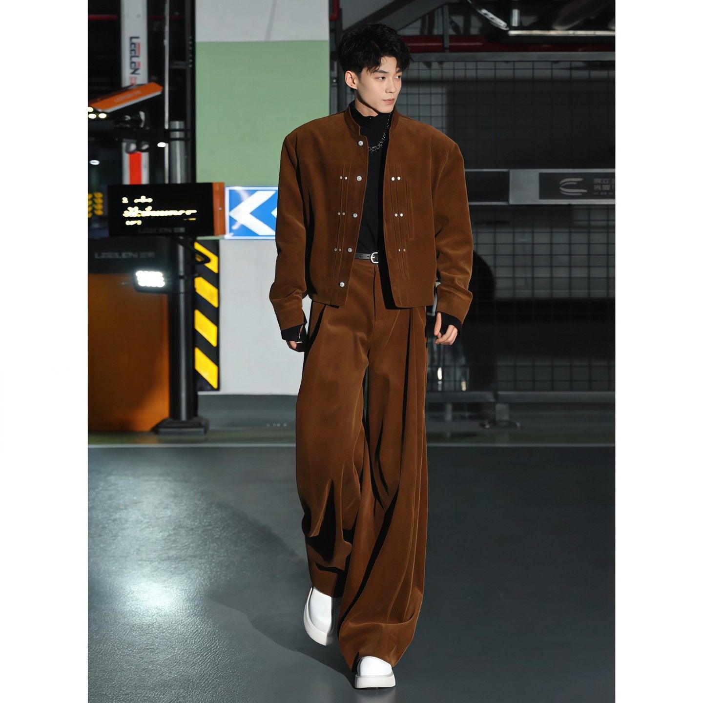 美拉德男士老钱风套装铆钉短款立领西服夹克阔腿弯刀裤高级感穿搭,淘宝优惠券,粉丝福利购,淘宝优惠卷