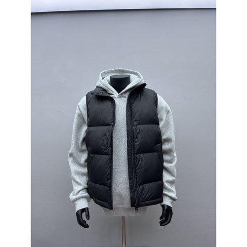 黑色九江羽绒棉马甲男款冬季外穿无袖坎肩棉服高级感加厚叠穿背心 - 图1