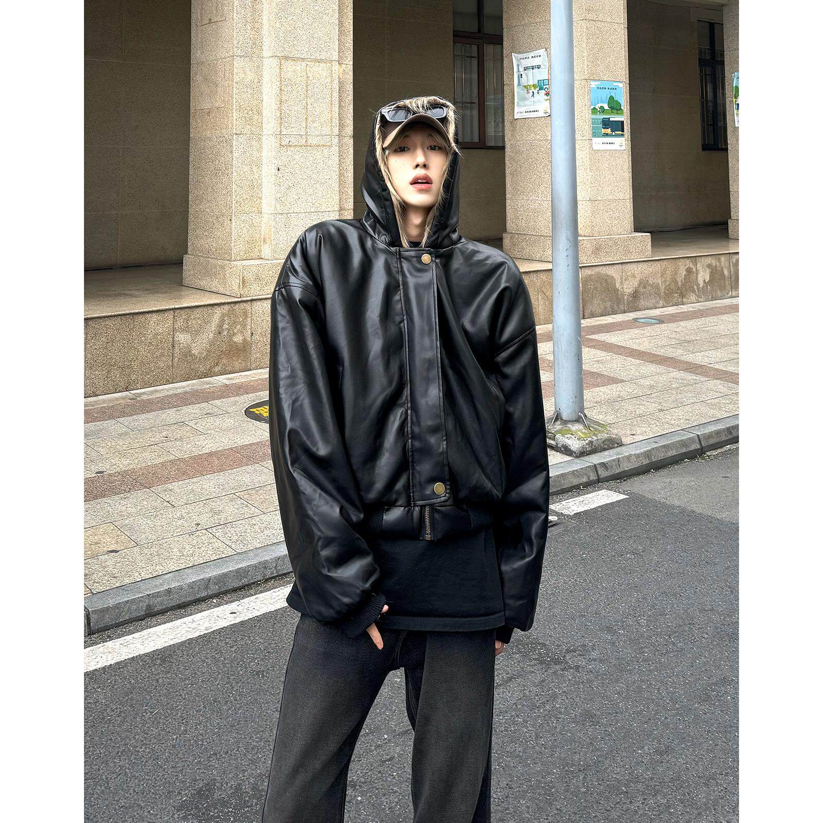 皮毛一体双面穿皮衣男冬季连帽座山雕皮草棉衣美式短款廓形派克服,淘宝优惠券,粉丝福利购,淘宝优惠卷