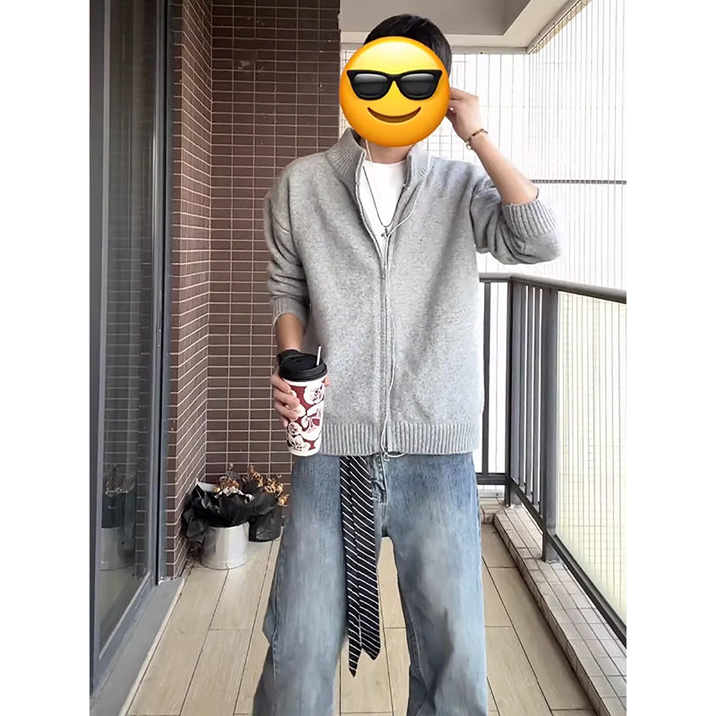 浅灰色开衫立领毛衣男女春季高级感慵懒针织衫老钱风美式复古外套,淘宝优惠券,粉丝福利购,淘宝优惠卷