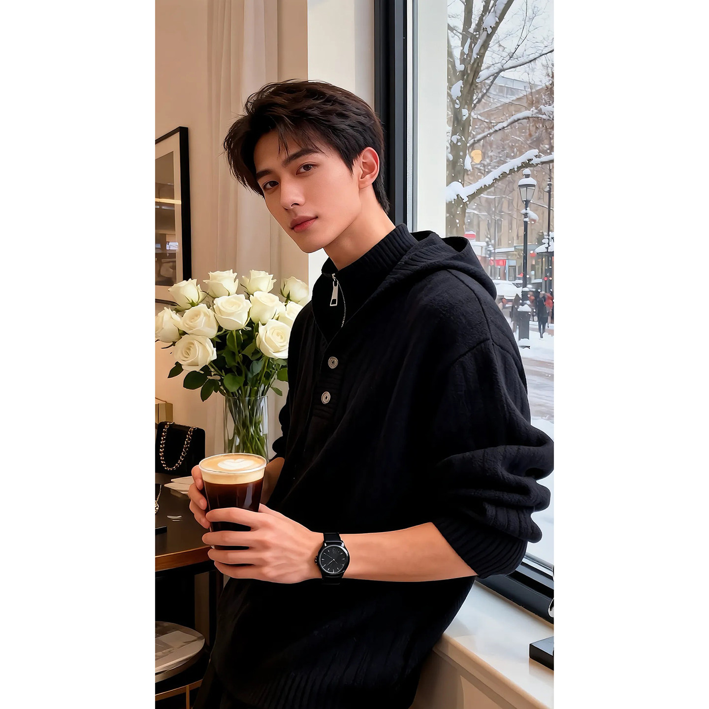 马年本命年红色男士高领毛衣冬季假两件v领针织衫高级感连帽卫衣,淘宝优惠券,粉丝福利购,淘宝优惠卷