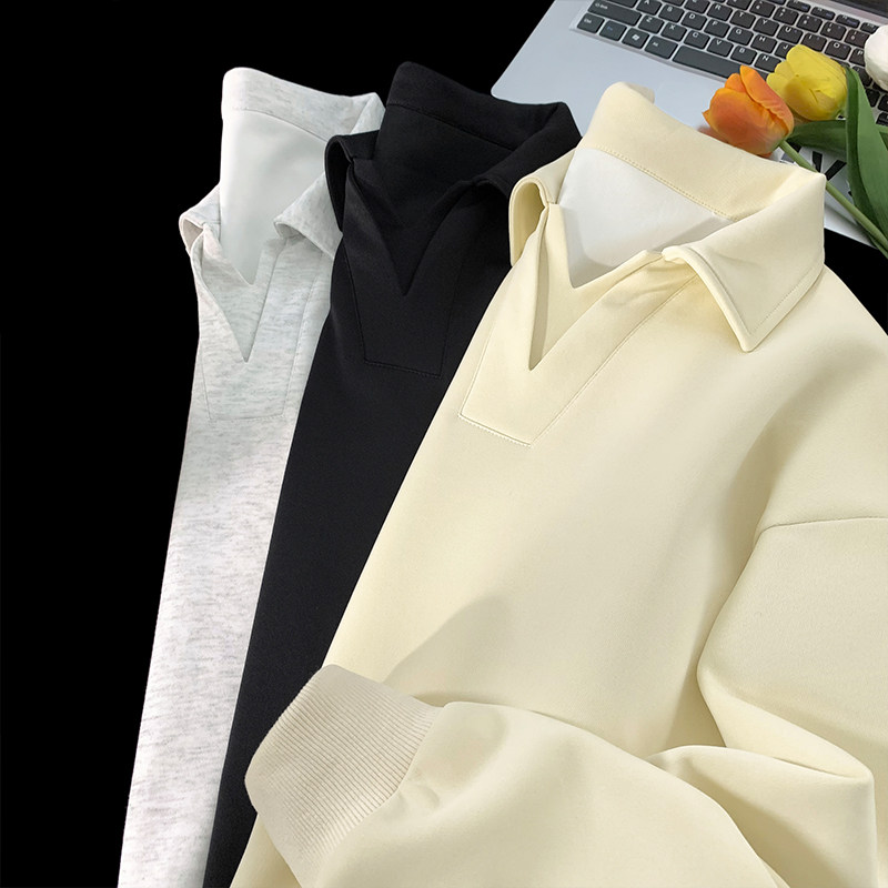 假两件v领正肩POLO衫长袖卫衣男款秋季穿搭一整套搭配潮牌牛仔裤,淘宝优惠券,粉丝福利购,淘宝优惠卷