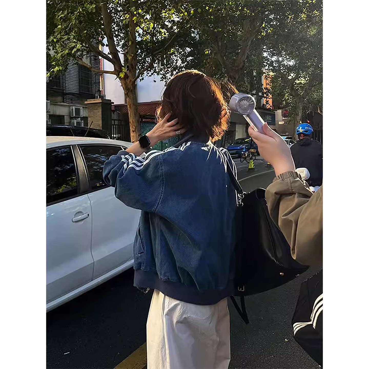 美式复古运动风牛仔外套男女立领拉链三条杠夹克短款水洗蓝棒球服,淘宝优惠券,粉丝福利购,淘宝优惠卷