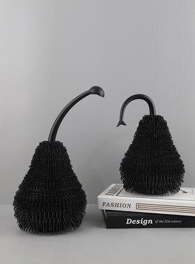 现代简约3D打印毛球梨摆件样板间客厅电视柜家居酒店桌面工艺装饰