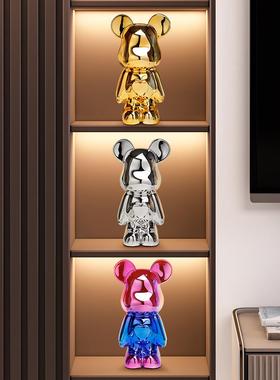 轻奢暴力熊酒柜摆件存钱罐高档客厅玄关电视柜家居流体熊装饰品