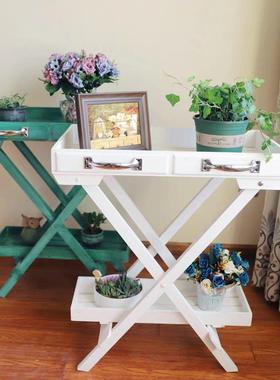 复古做旧实木多肉花架置物架田园乡村装饰储物架花园收纳大型摆件