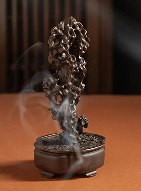 黄铜太湖石香炉家用室内摆件客厅玄关办公室书房禅意高档文创礼品