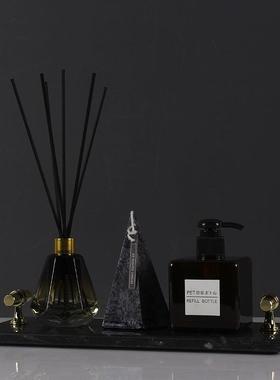 新款现代简约样板房卫生间香薰蜡烛托盘组合套装摆件创意软装饰品