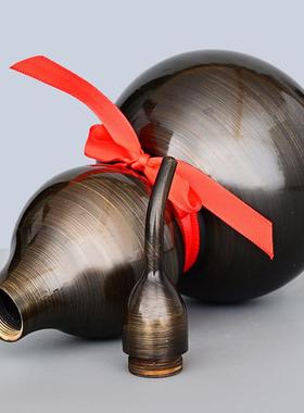 铜葫芦纯铜摆件八卦挂件黄铜开口开盖空心家居客厅办公室工艺品