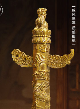 精选黄铜华表柱中华柱龙图腾家居办公室客厅玄关装饰工艺礼品摆饰