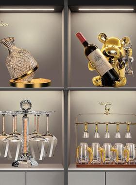 金色红酒杯酒架摆件轻奢高档酒具醒酒器套装酒柜餐柜桌面装饰品