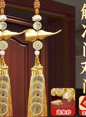 铜葫芦五帝钱挂件吉祥结葫芦汽车挂件件门对门店铺客厅卧室流苏挂