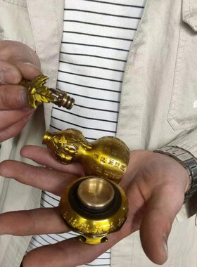 中式铜葫芦摆件纯铜开口麒麟镇宅招财对路口医院书房办公室卧室冲