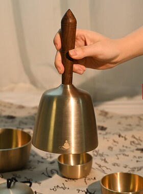 手持唤醒钵碰钟冥想铜罄音疗尼泊尔手工摆件引磬颂钵唤醒乐器套餐