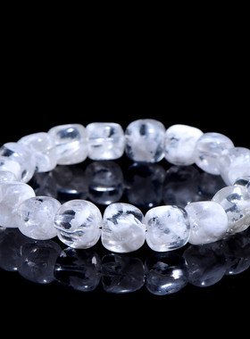 久雅水晶天然白雪花幽灵糖豆手链白色雪花随形手串厂家直销