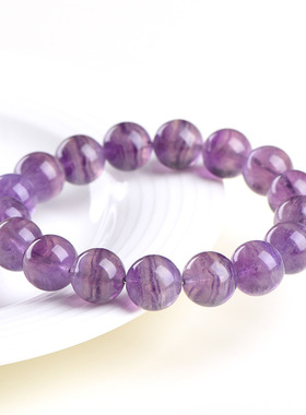 久雅水晶天然千层紫萤石圆珠手链紫色萤石散珠手串厂家直销