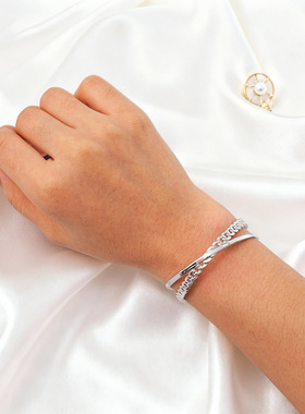 欧美热销交叉镂空设计感开口手镯轻奢小众手饰时尚个性手环女