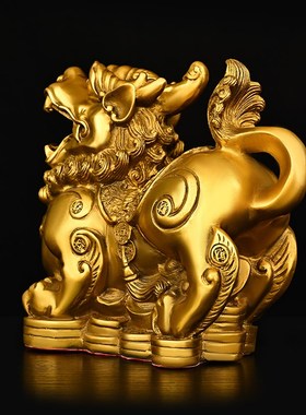 铜貔貅家居客厅办公室店铺招财业贺礼装饰品工艺品皮丘摆放