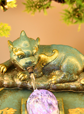 创意桌面貔貅流水客厅室内加湿装饰业礼品水晶球循环水喷泉