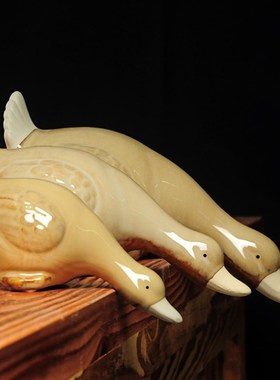 陶瓷鸭子吸水鸭创意家居饰品装饰工艺品花园庭院水景鱼池造景