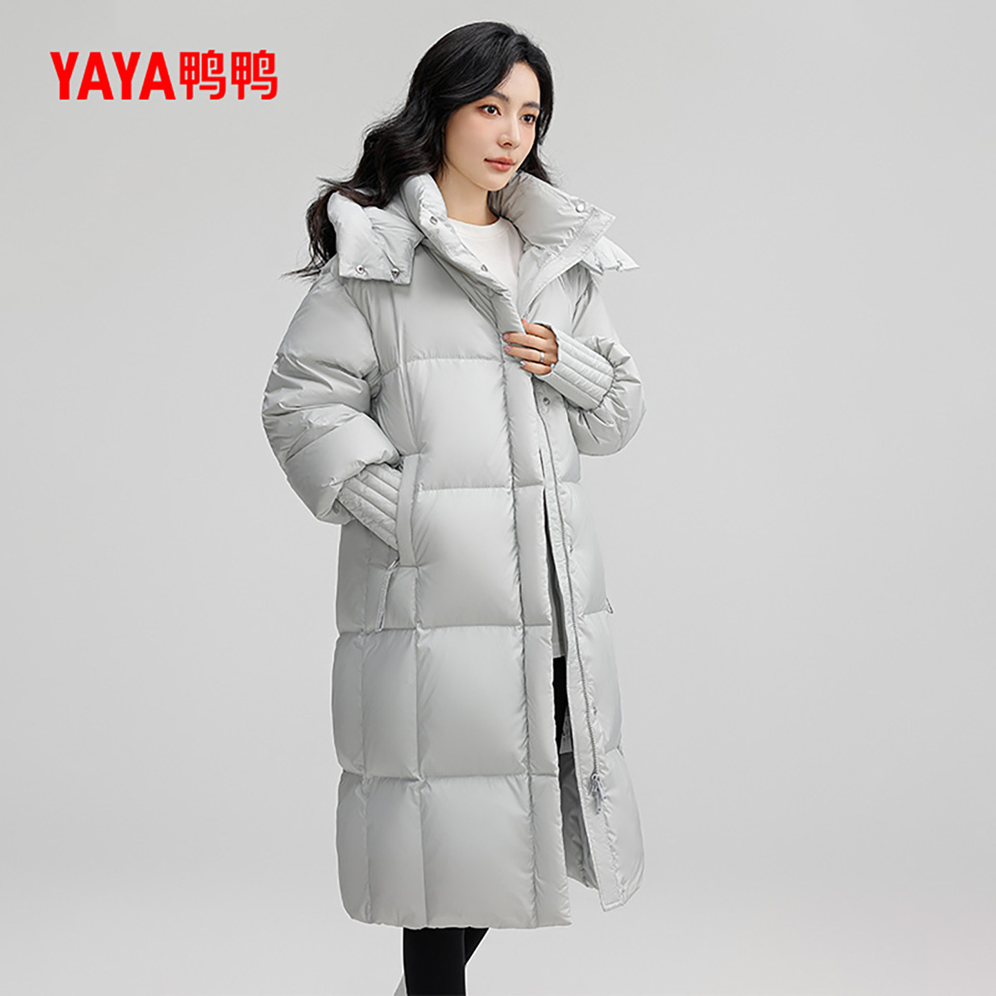 鸭鸭羽绒服女士2024秋冬新品过膝中长款加厚鸭绒可拆帽保暖外套J,淘宝优惠券,粉丝福利购,淘宝优惠卷