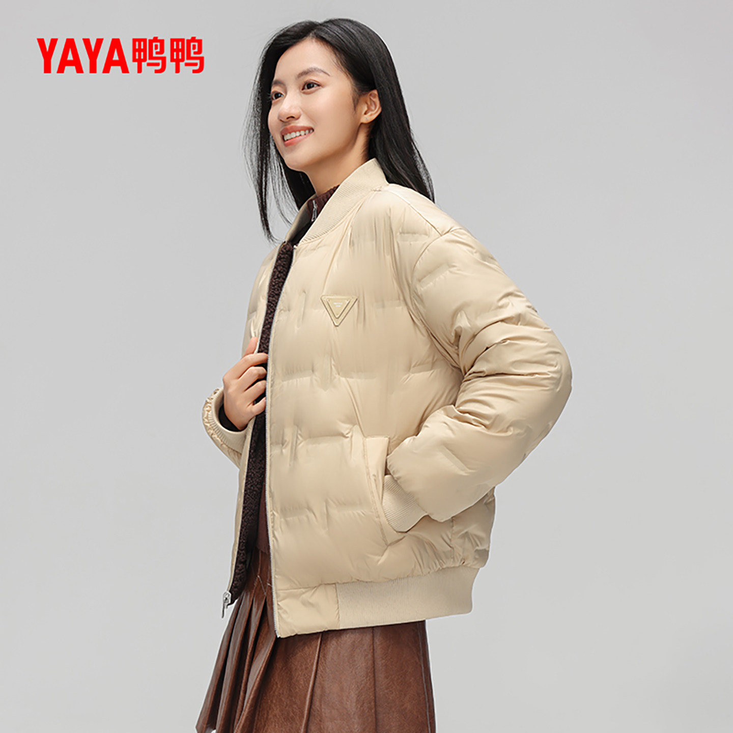 鸭鸭羽绒服女士2024秋冬新品时尚休闲短款一衣两穿棒球领休闲外套,淘宝优惠券,粉丝福利购,淘宝优惠卷