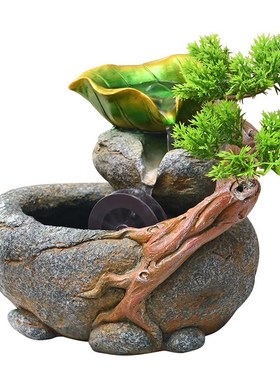 假山流水循环水景观小型喷泉办公室桌面家居客厅电视柜装饰品