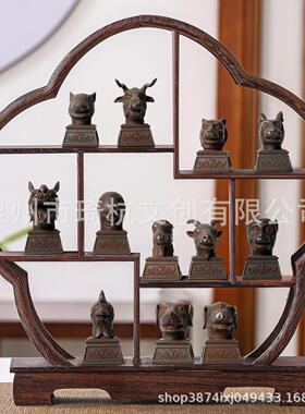新中式12兽首装饰TWO品禅意厅家客居室玄关茶桌面办公茶台小摆件