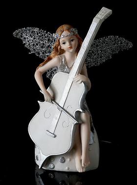 音乐精灵乐器女孩天使家居装饰摆件创意样板房结婚礼品树脂工艺品