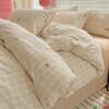 Maternity-grade four-piece set of thickened jacquard bubble cotton double-layer gauze dormitory bedding sheets, quilt cover and fitted sheet