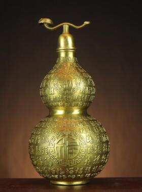 黄铜葫芦开盖开口铜葫芦摆件平安百福福禄家居店铺财福葫芦