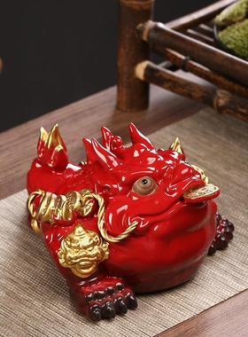 金蟾摆件三足蟾蜍蛤蟆金蝉招财店铺开业礼品家居客厅装饰品