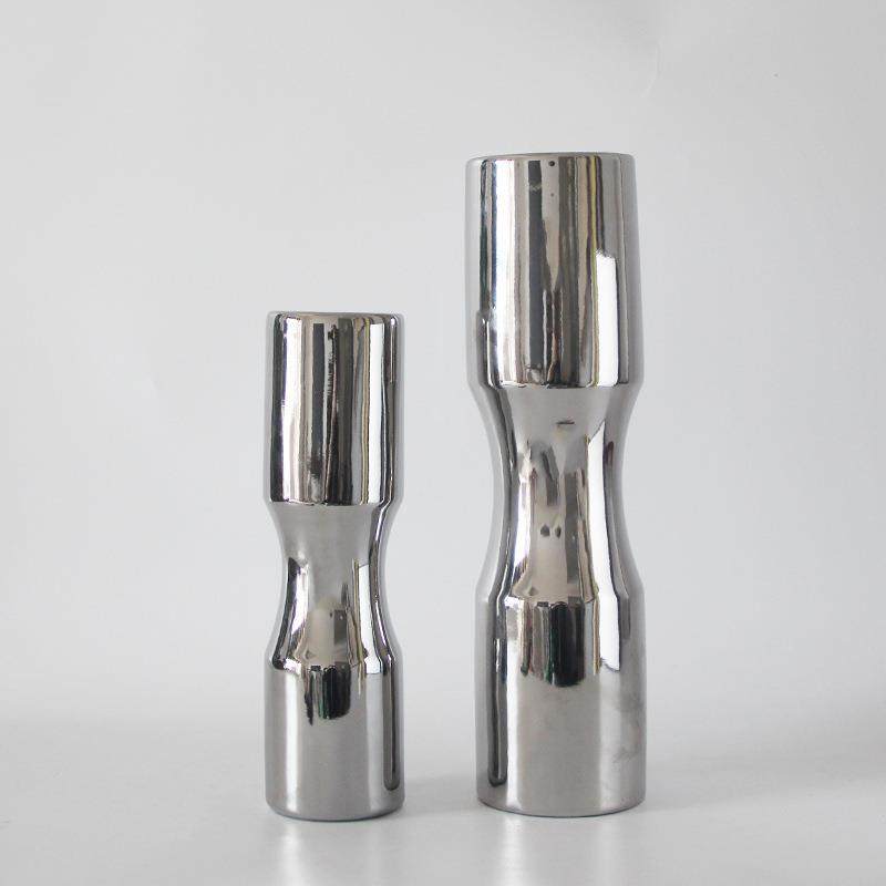 现代简约家居饰品北欧电镀银色陶瓷餐桌花瓶软装饰艺术摆件白瓷,淘宝优惠券,粉丝福利购,淘宝优惠卷