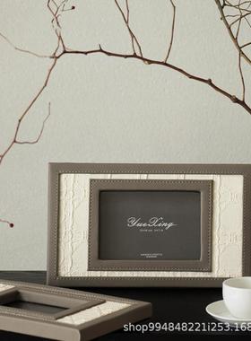 简约高级框感编织皮品质相设计面师款家居软装饰摆件婚纱照相框桌