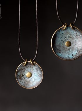 现货速发设计复古项链简约饰品 手工特色古铜吊坠个性锁骨链