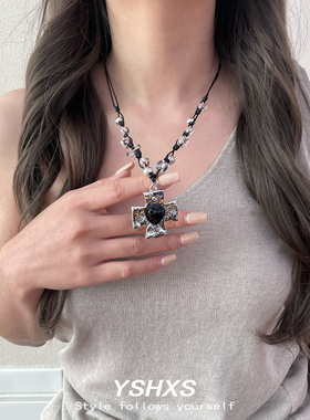 十字架串珠项链女小众设计感