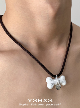 小狗骨头手工编织民族风项链