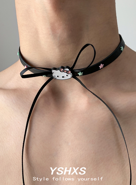 黑色蝴蝶结kt猫甜酷项圈