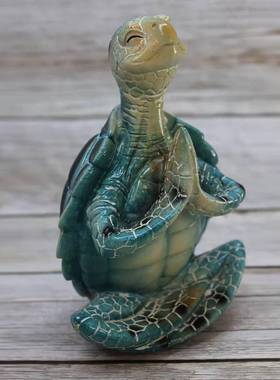 跨境瑜伽打坐卡通冥想海龟乌龟动物树脂雕像桌面摆件家居花园打坐