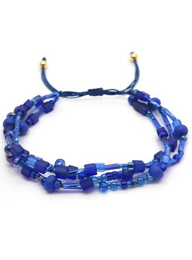 春夏款波西米亚海滩风多层叠戴串珠手绳百搭编织混珠不规则手链女