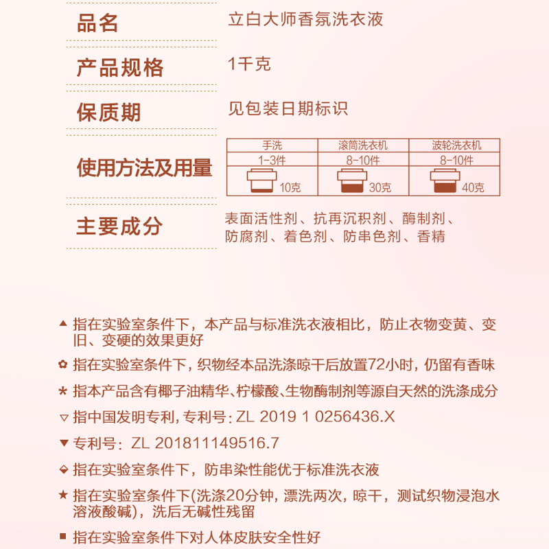立白大师香氛香水洗衣液持久留香炫彩护衣护色柔顺深层清洁玫瑰香