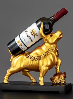 欧式抬头牛红酒架摆件客厅酒柜家居高档轻奢软装饰品乔迁新居礼品