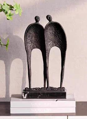 新中式金属双人组摆件电视柜客厅书房桌面家居办公装饰