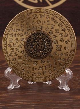 新款百财转转随身把玩办公客厅摆件双面螺旋铜件纯黄铜实心手把件