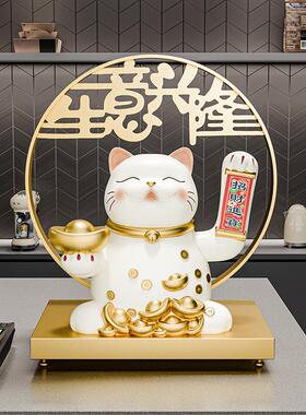 贝汉美新中式电动摇手招财猫前台摆件软装家居玄关客厅桌面装饰品