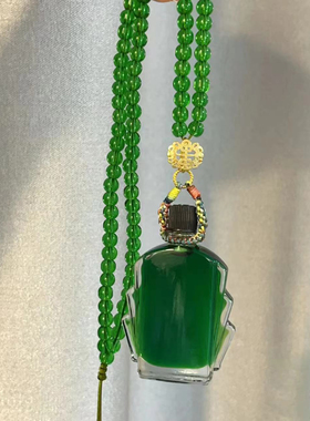 网红绿翡翠项链风油精手工编绳毛衣链止痒清凉油可拧开提神醒脑
